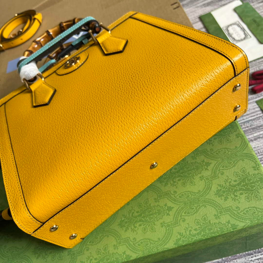 Gucci 702721 Diana Small Tote Bag Yellow Leather