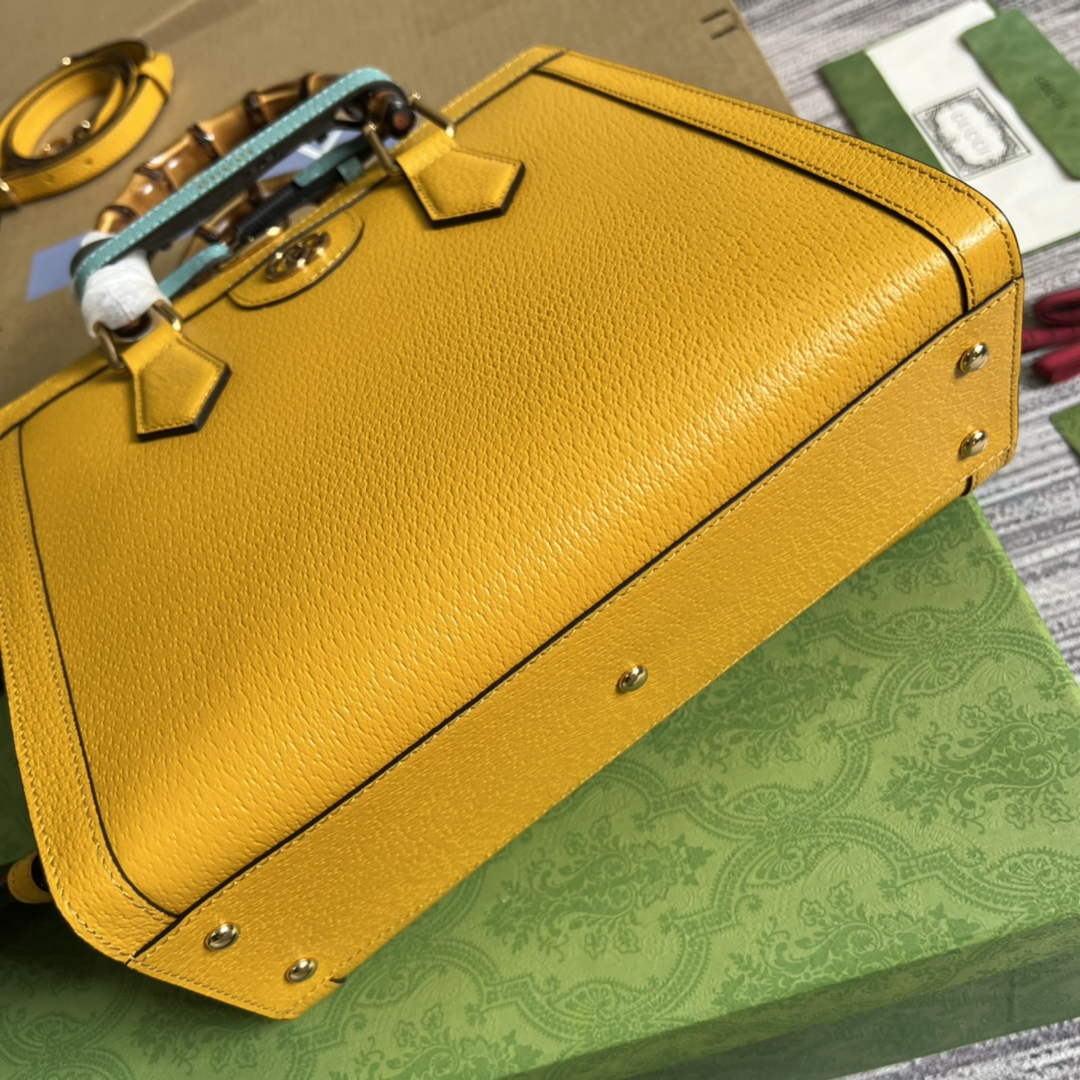 Gucci 702721 Diana Small Tote Bag Yellow Leather