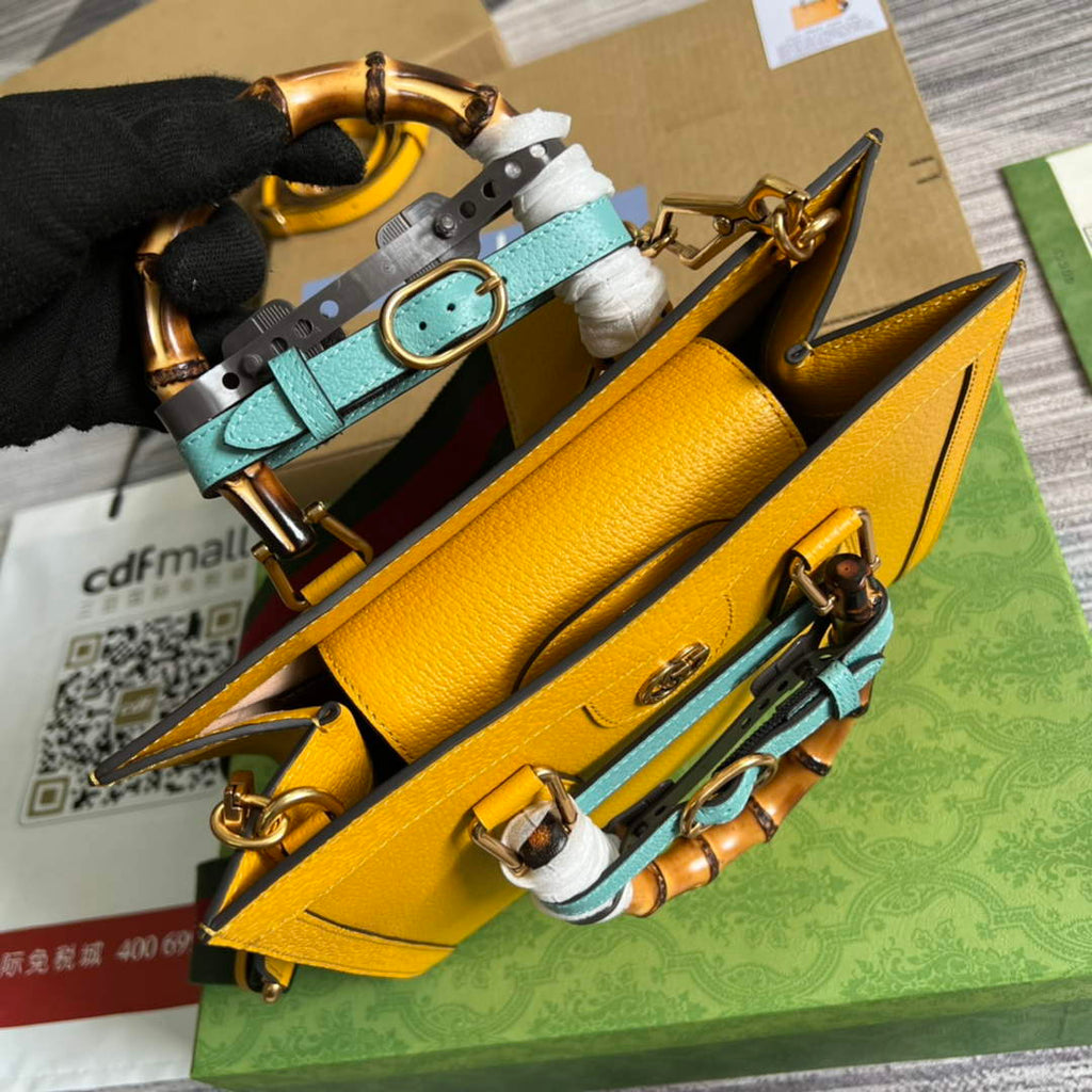 Gucci 702721 Diana Small Tote Bag Yellow Leather