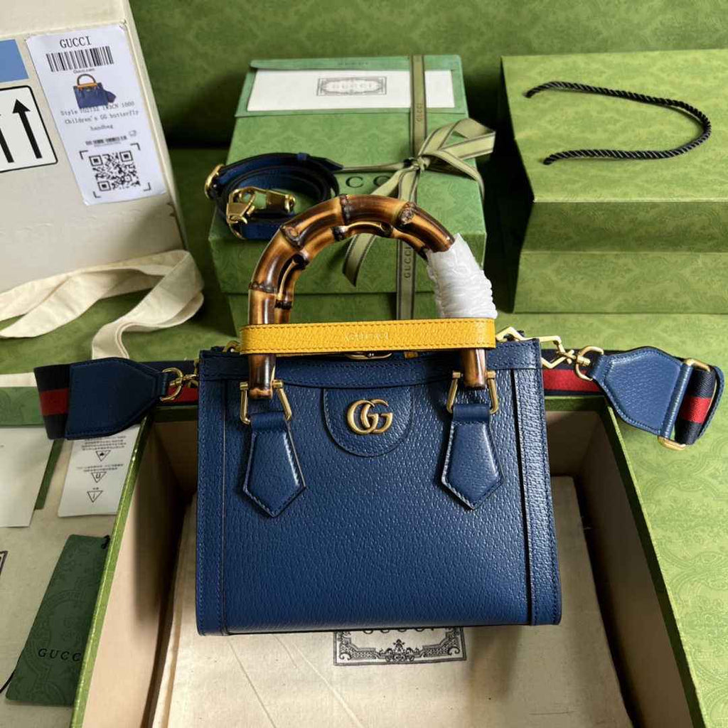 Gucci 702732 Diana mini tote bag Navy Blue leather