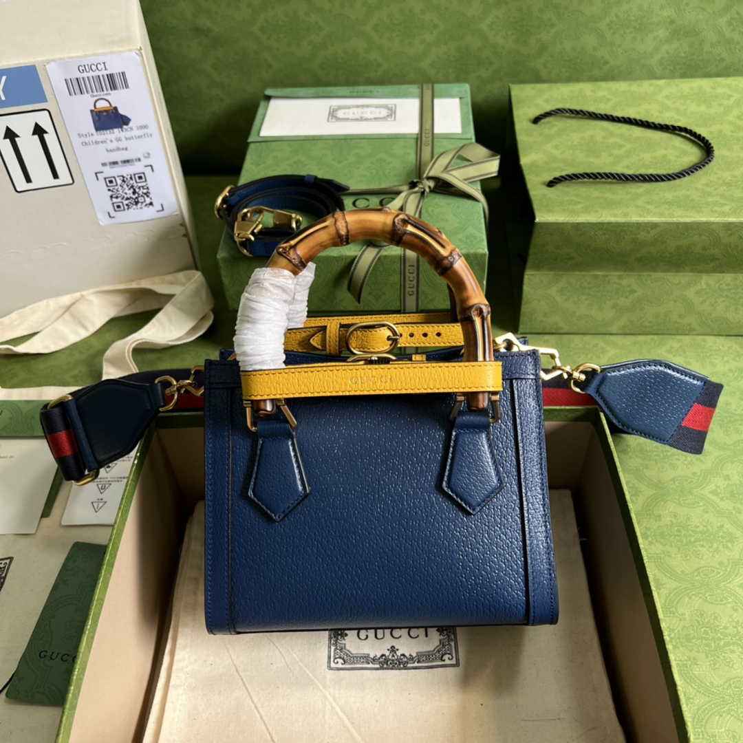 Gucci 702732 Diana mini tote bag Navy Blue leather