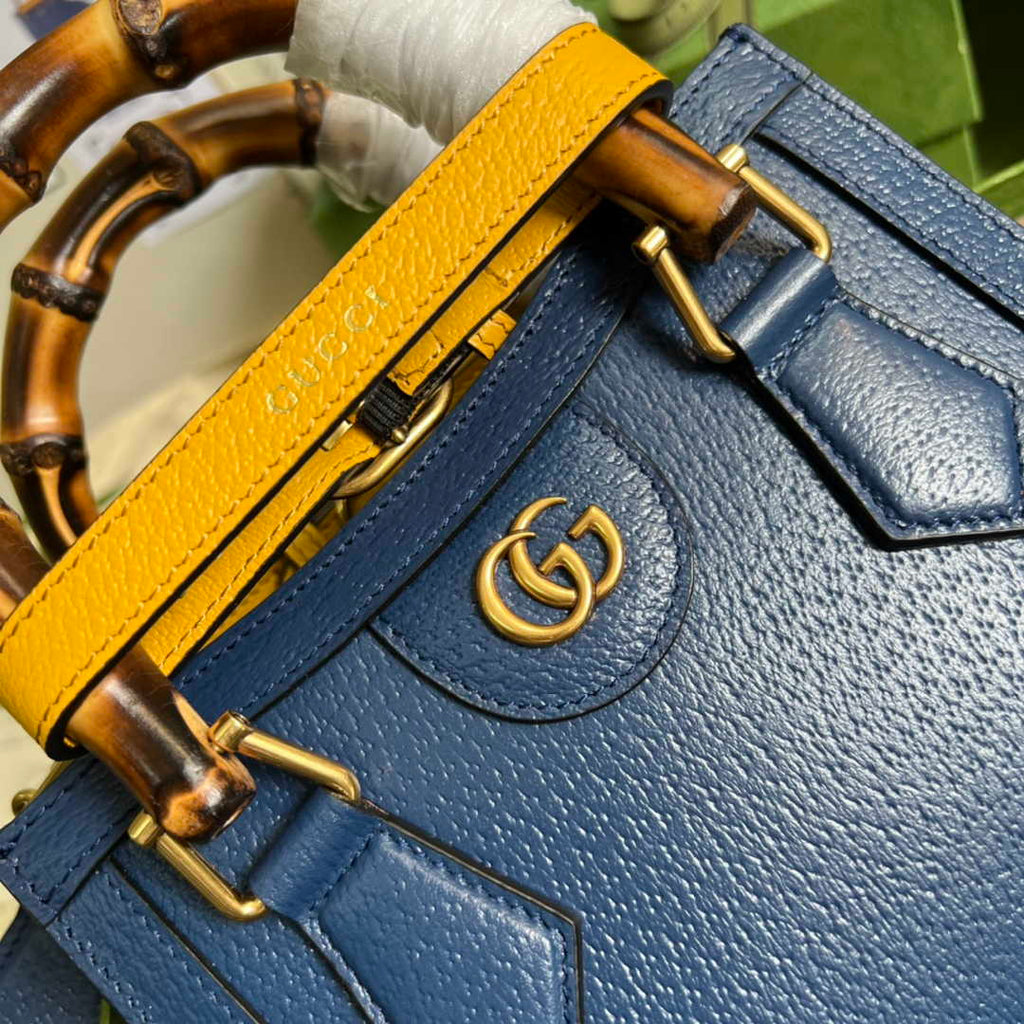 Gucci 702732 Diana mini tote bag Navy Blue leather