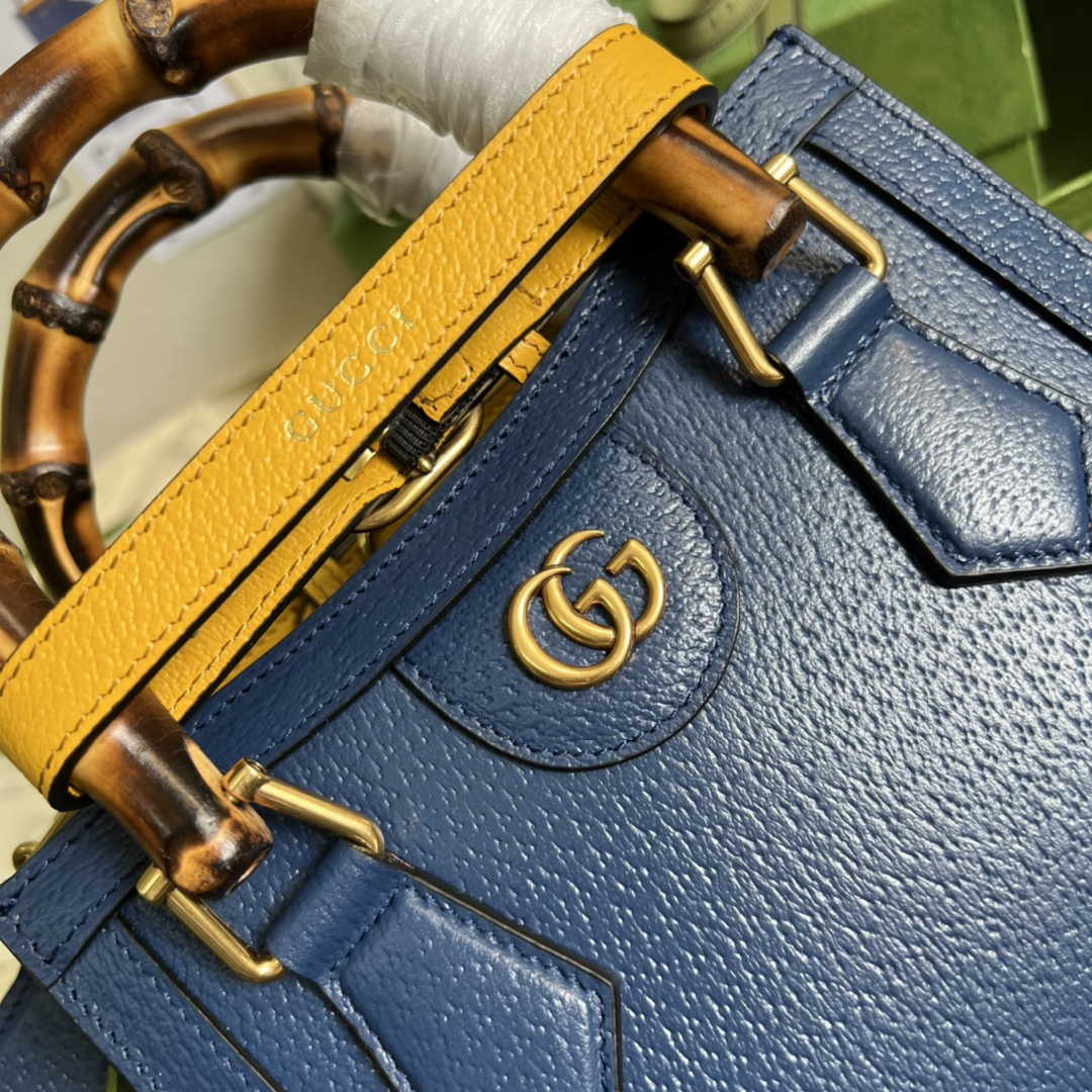 Gucci 702732 Diana mini tote bag Navy Blue leather