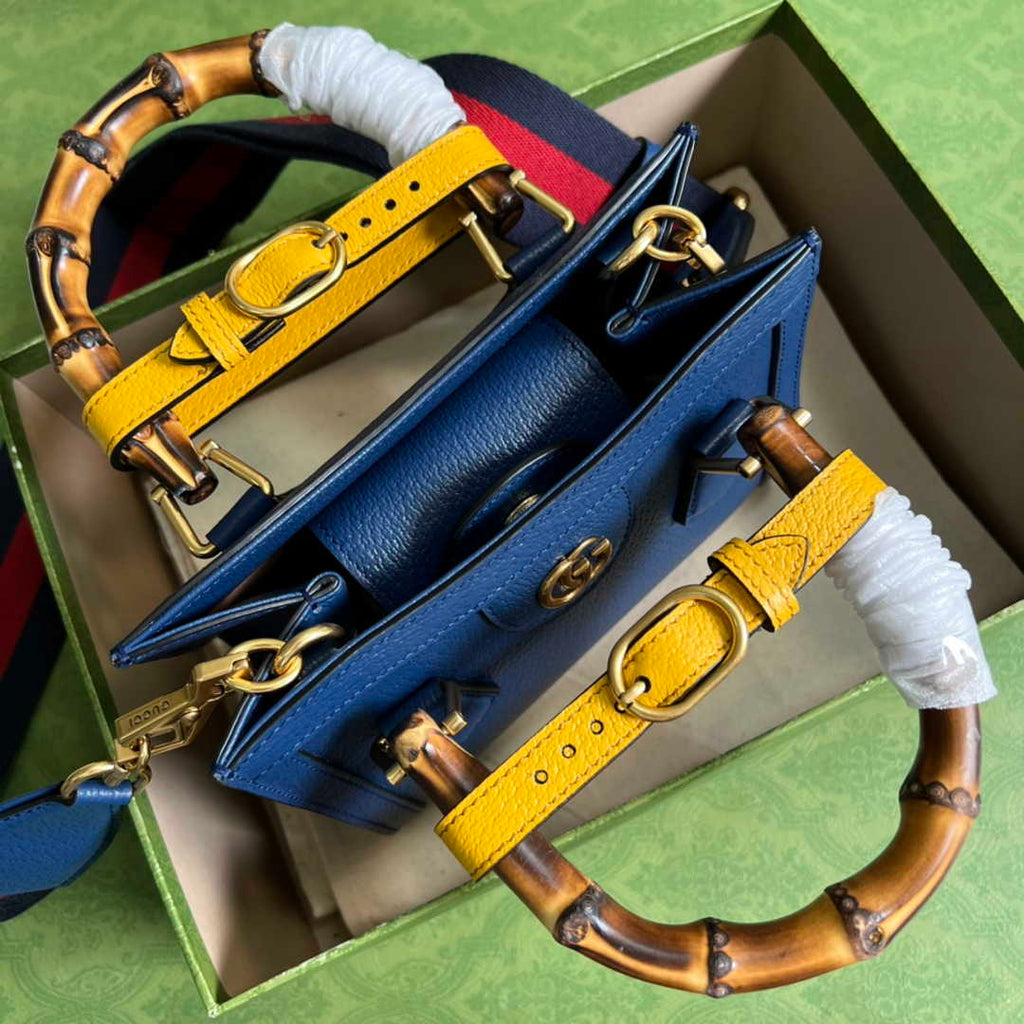 Gucci 702732 Diana mini tote bag Navy Blue leather