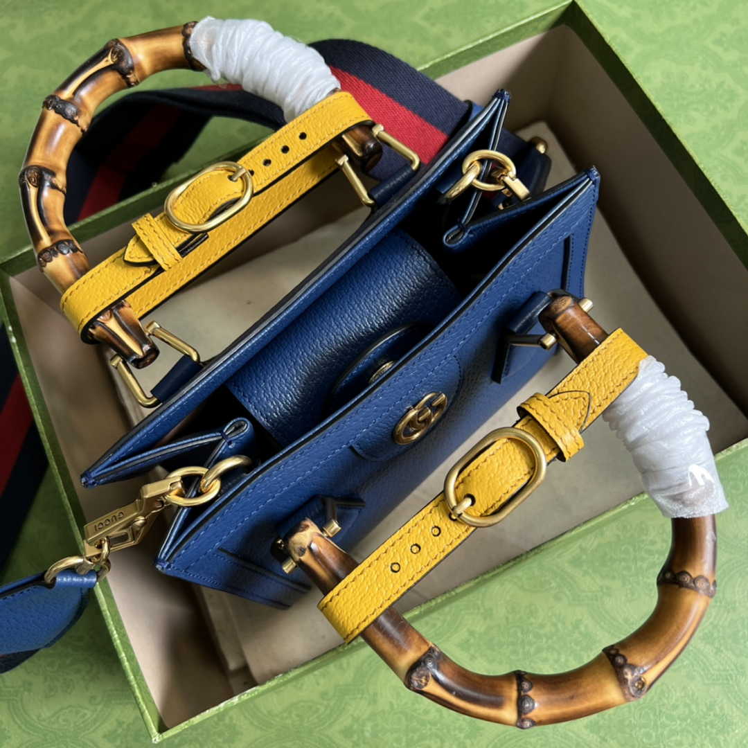 Gucci 702732 Diana mini tote bag Navy Blue leather