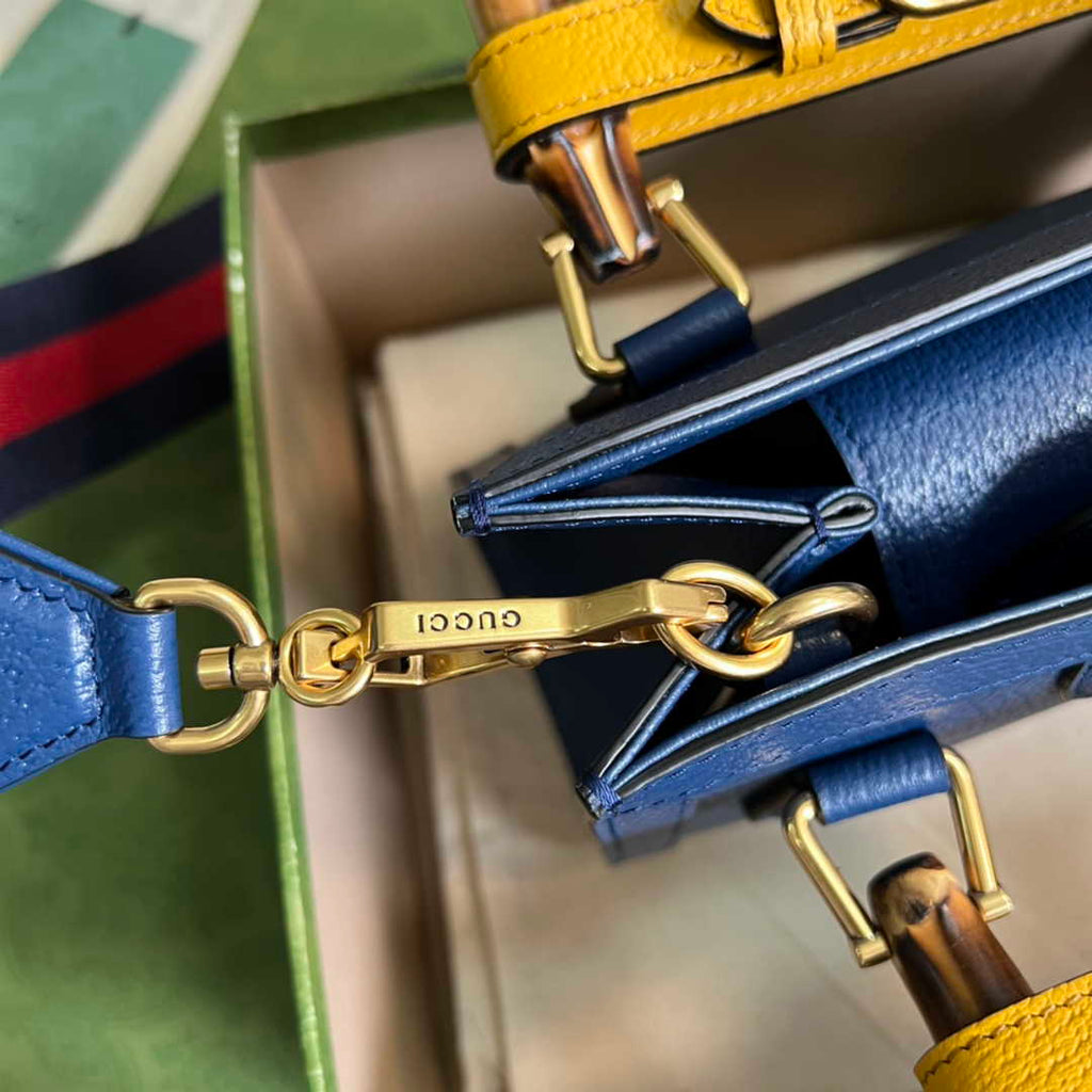 Gucci 702732 Diana mini tote bag Navy Blue leather