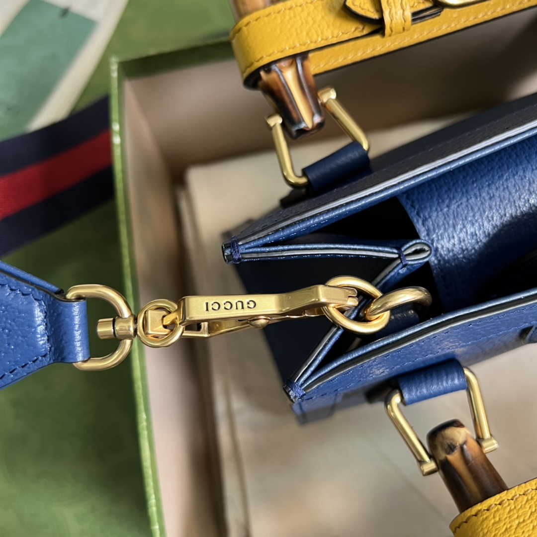 Gucci 702732 Diana mini tote bag Navy Blue leather