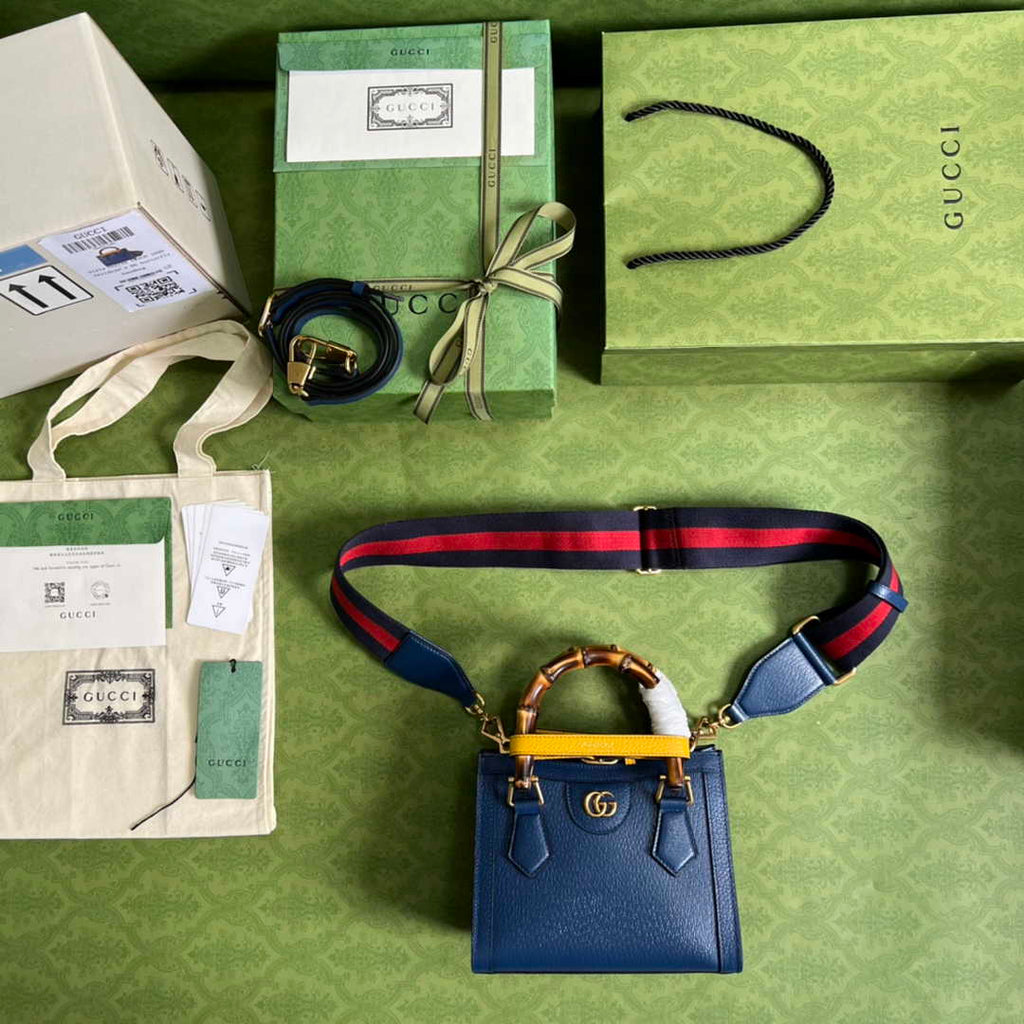 Gucci 702732 Diana mini tote bag Navy Blue leather