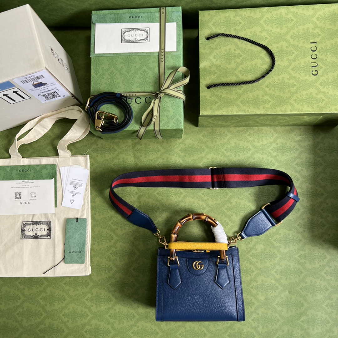 Gucci 702732 Diana mini tote bag Navy Blue leather