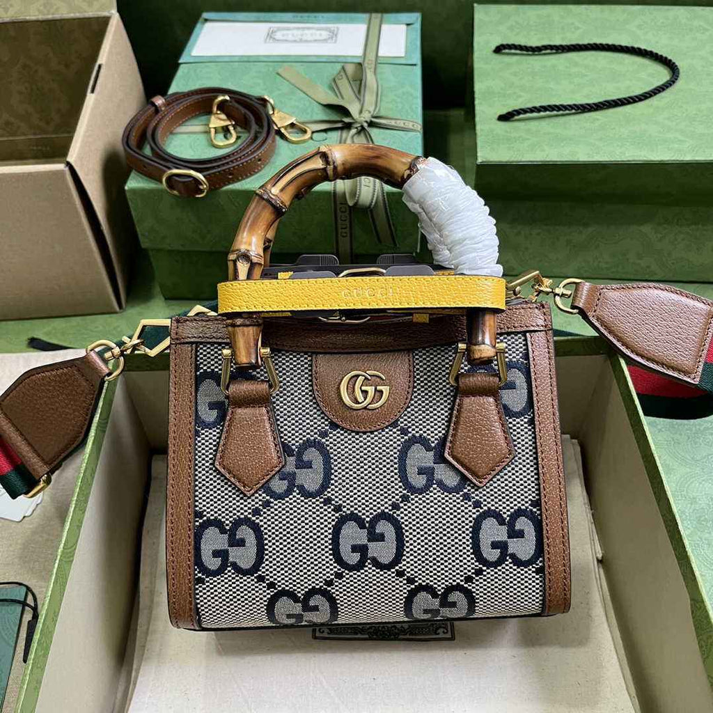 Gucci 702732 Diana mini tote bag GG Brown leather