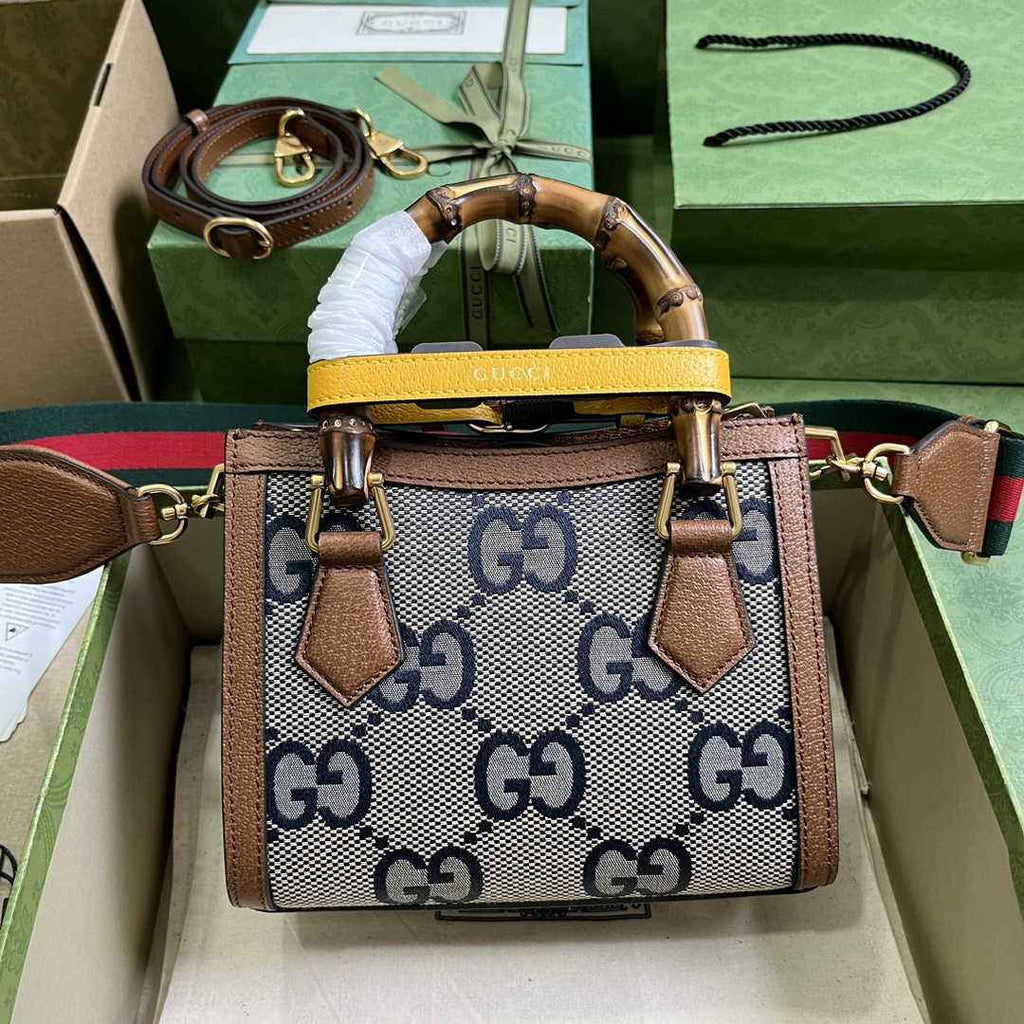 Gucci 702732 Diana mini tote bag GG Brown leather
