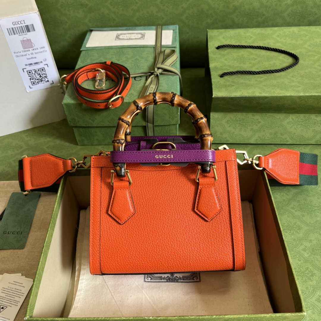 Gucci 702732 Diana mini tote bag Orange leather