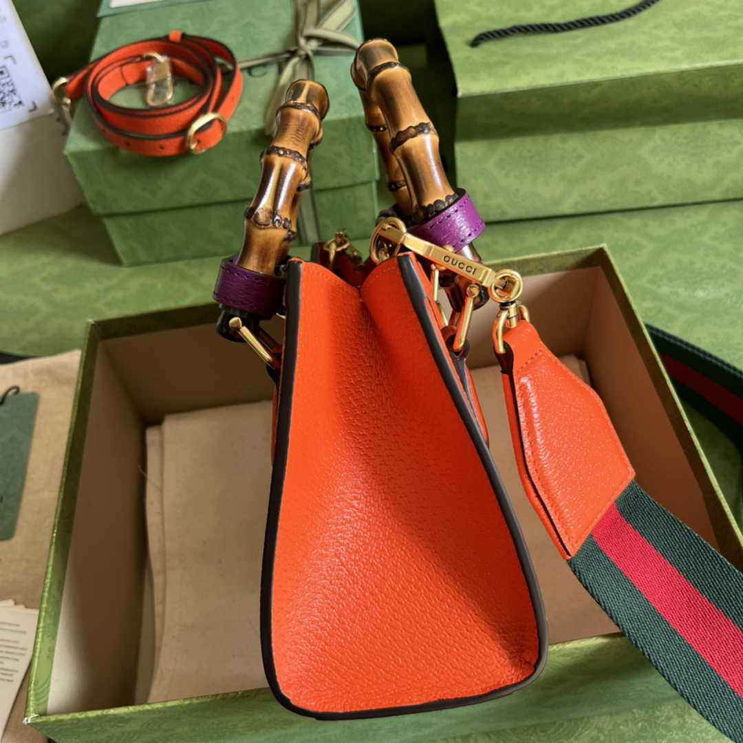 Gucci 702732 Diana mini tote bag Orange leather