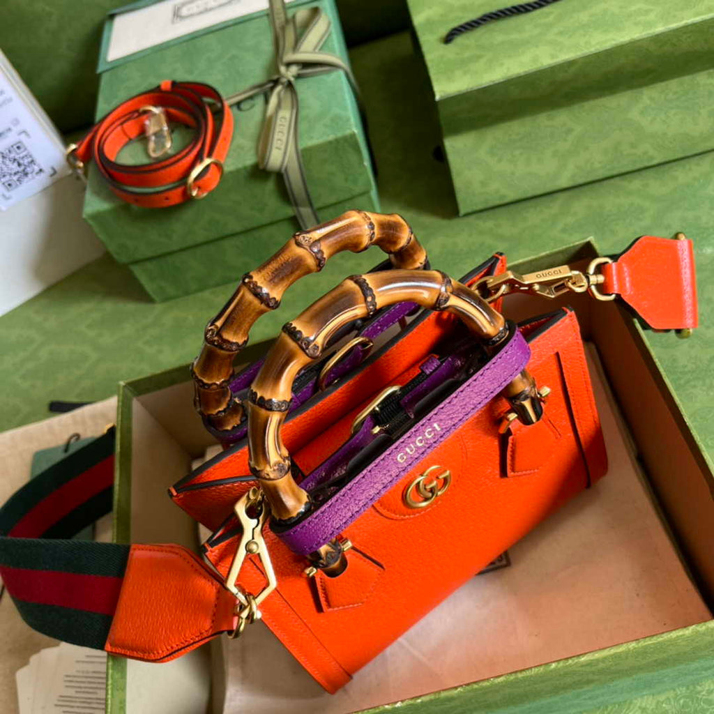 Gucci 702732 Diana mini tote bag Orange leather