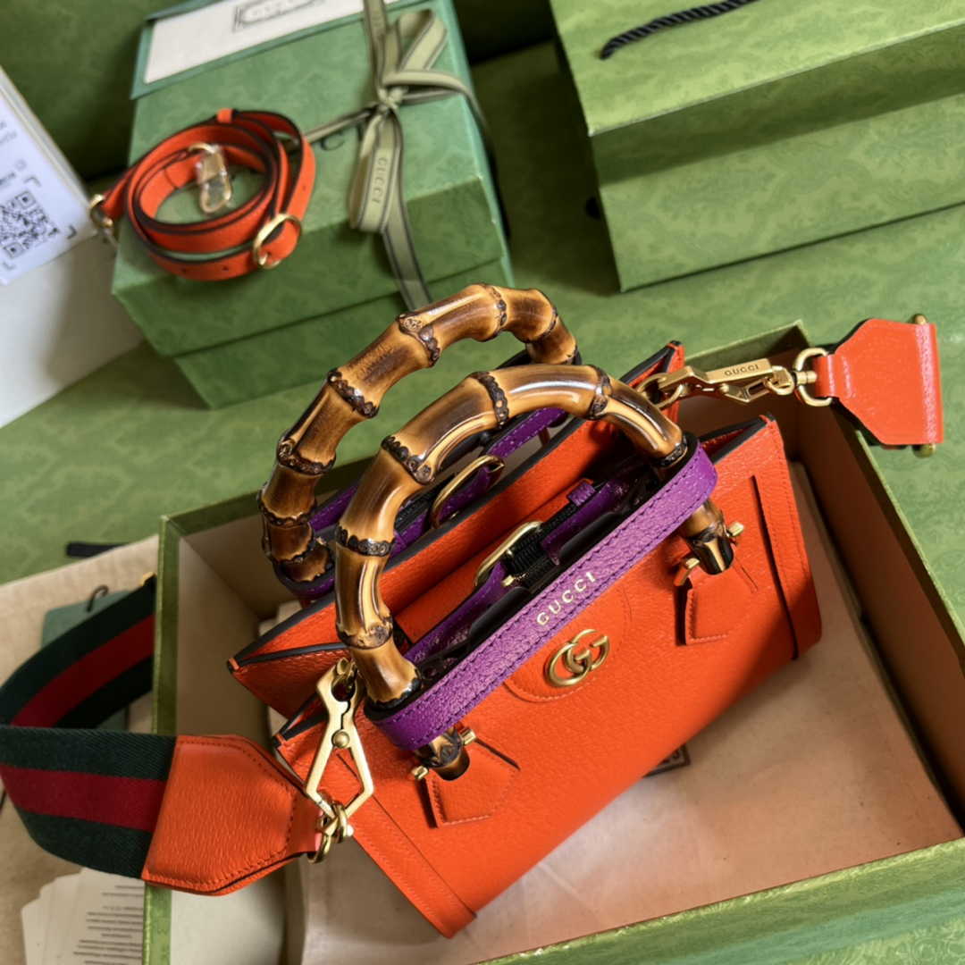 Gucci 702732 Diana mini tote bag Orange leather