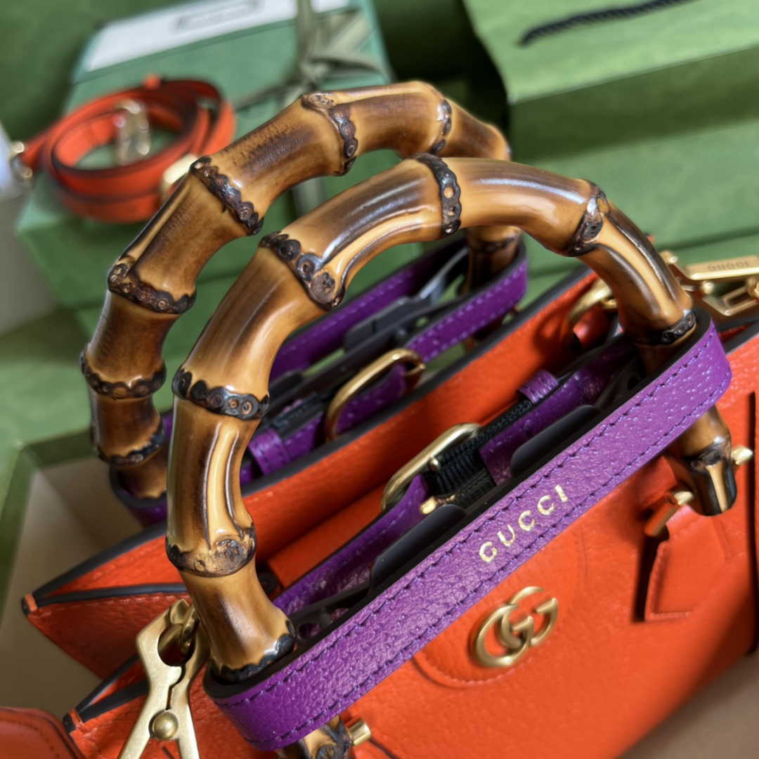 Gucci 702732 Diana mini tote bag Orange leather