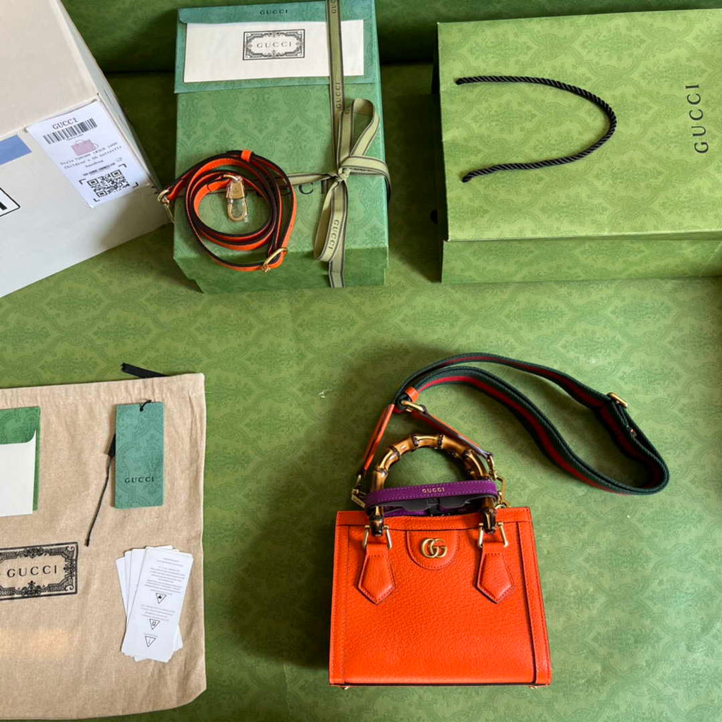 Gucci 702732 Diana mini tote bag Orange leather