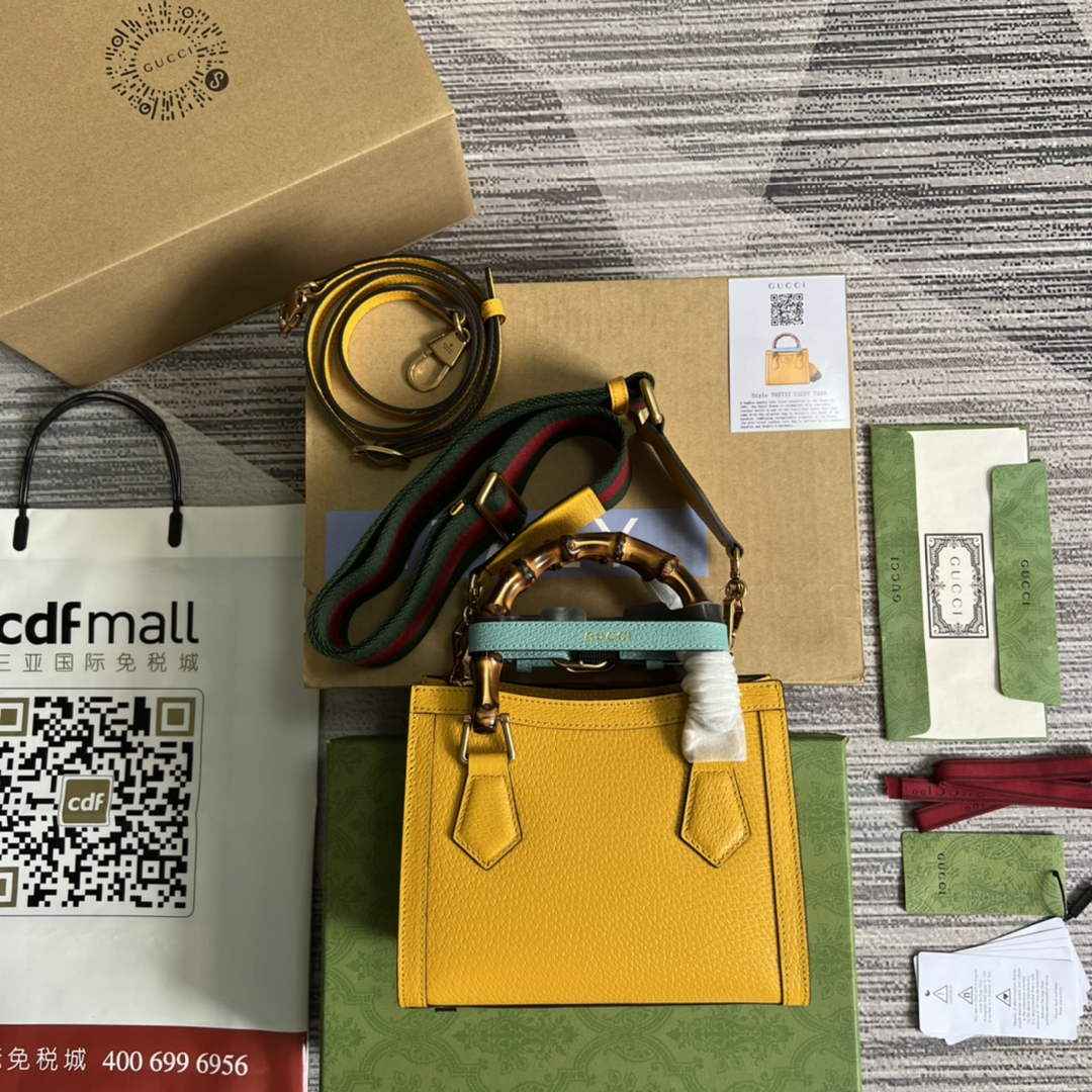 Gucci 702732 Diana mini tote bag Yellow leather