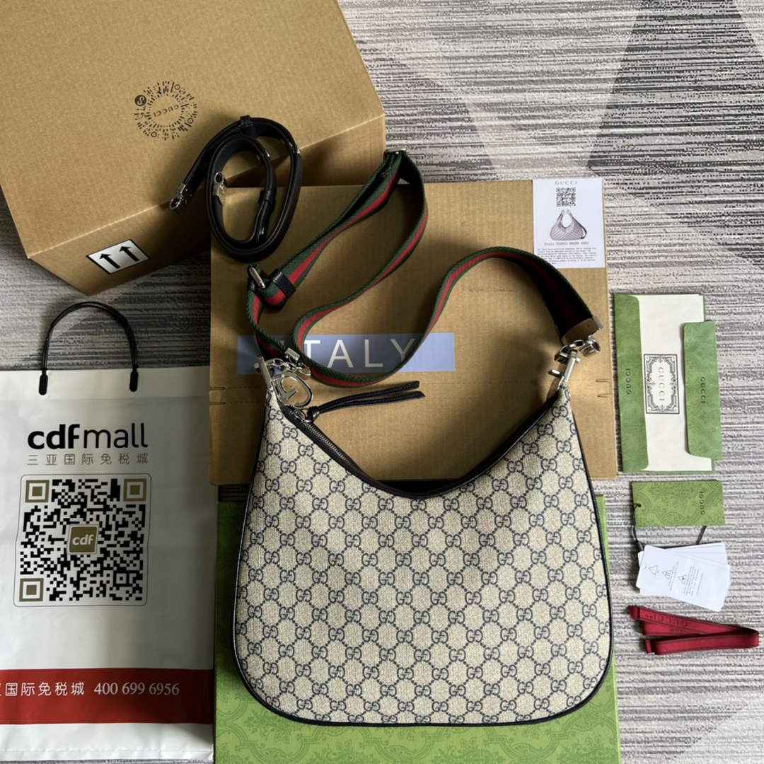 Gucci 702823 Attache large shoulder bag Blue GG Supreme canvas