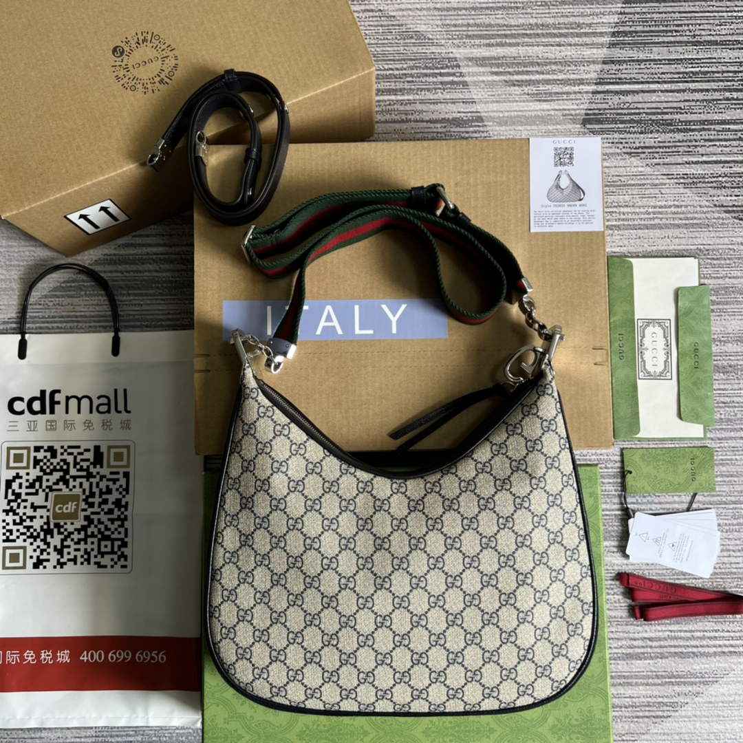 Gucci 702823 Attache large shoulder bag Blue GG Supreme canvas