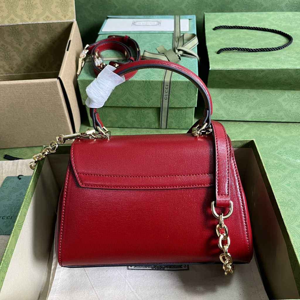 Gucci ‎703848 Horsebit 1955 top handle bag red leather