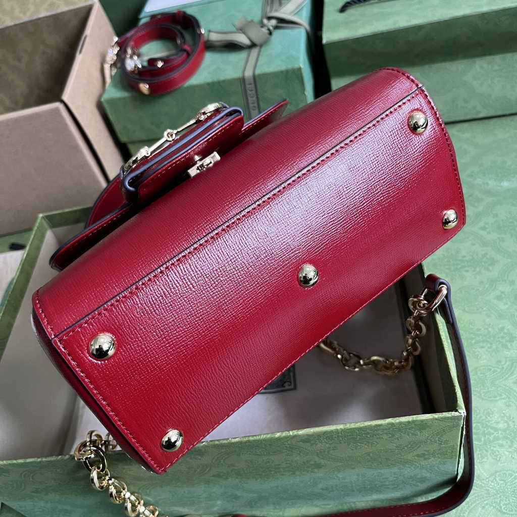 Gucci ‎703848 Horsebit 1955 top handle bag red leather