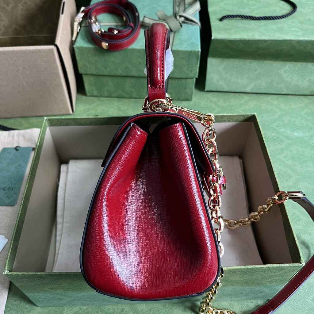 Gucci ‎703848 Horsebit 1955 top handle bag red leather