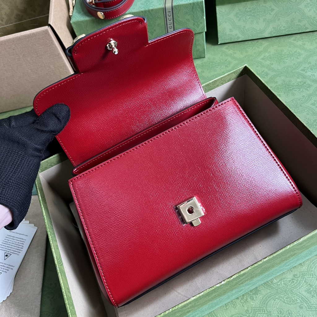Gucci ‎703848 Horsebit 1955 top handle bag red leather