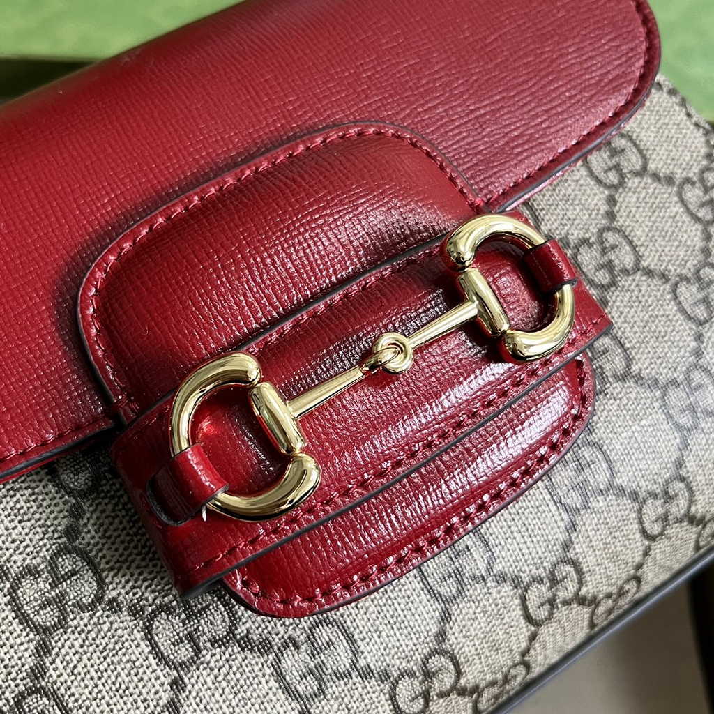 Gucci ‎703848 Horsebit 1955 top handle bag Red gg leather