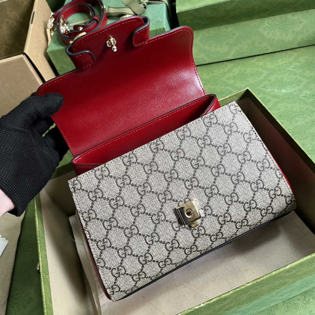 Gucci ‎703848 Horsebit 1955 top handle bag Red gg leather