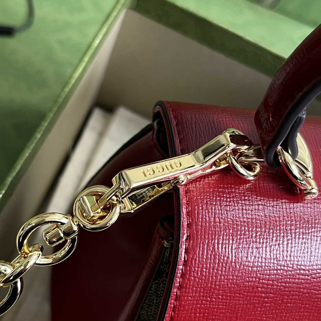 Gucci ‎703848 Horsebit 1955 top handle bag Red gg leather