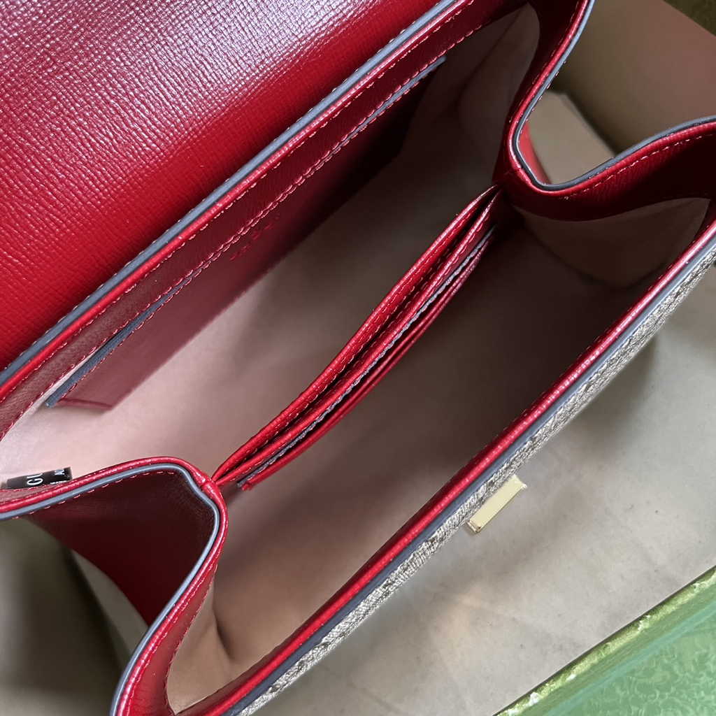 Gucci ‎703848 Horsebit 1955 top handle bag Red gg leather
