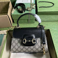 Gucci ‎703848 Horsebit 1955 top handle bag Black gg leather