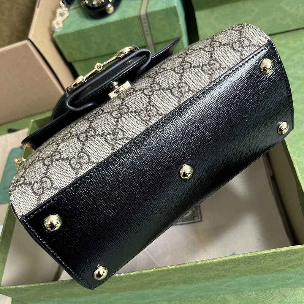 Gucci ‎703848 Horsebit 1955 top handle bag Black gg leather