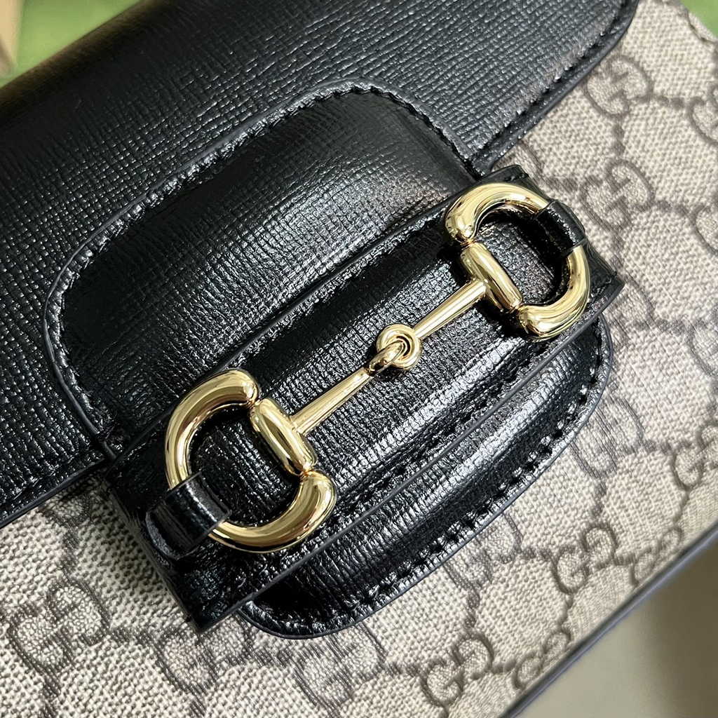 Gucci ‎703848 Horsebit 1955 top handle bag Black gg leather