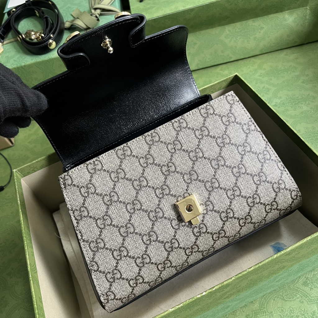 Gucci ‎703848 Horsebit 1955 top handle bag Black gg leather