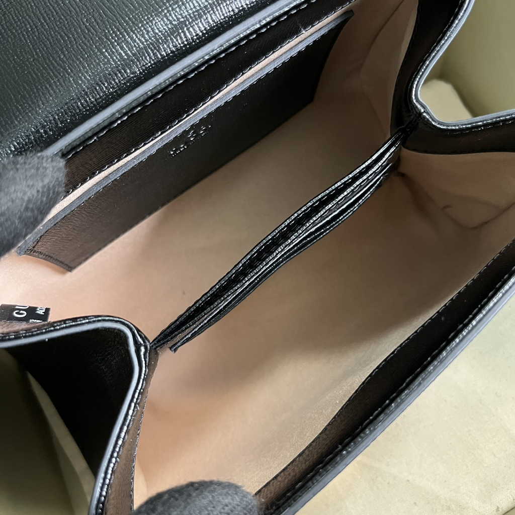 Gucci ‎703848 Horsebit 1955 top handle bag Black gg leather