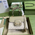 Gucci ‎703848 Horsebit 1955 top handle bag Gray gg leather