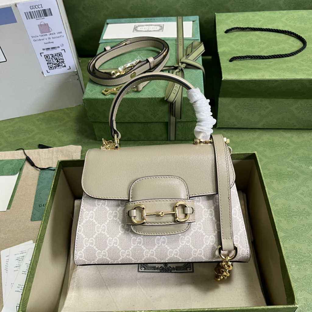 Gucci ‎703848 Horsebit 1955 top handle bag Gray gg leather