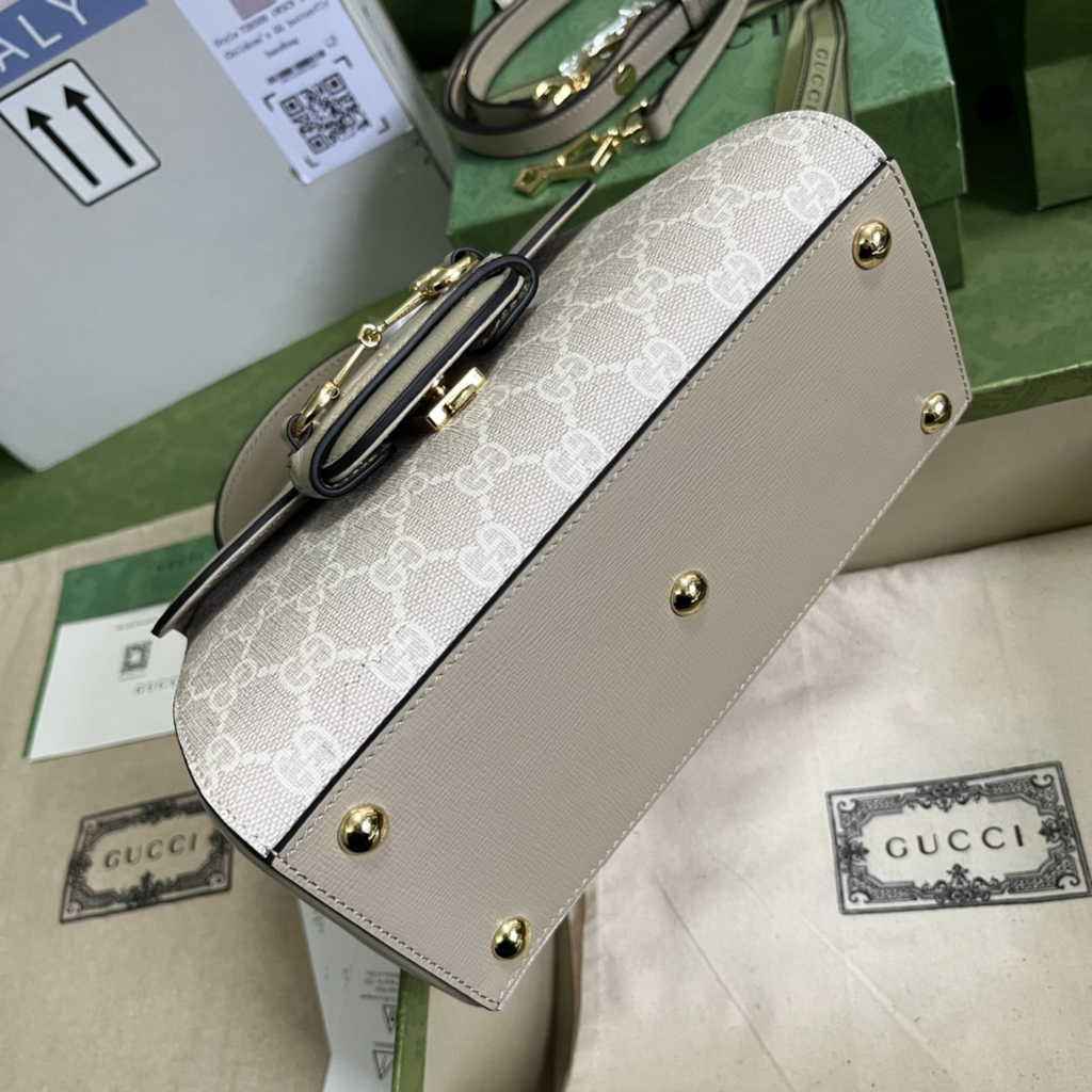 Gucci ‎703848 Horsebit 1955 top handle bag Gray gg leather