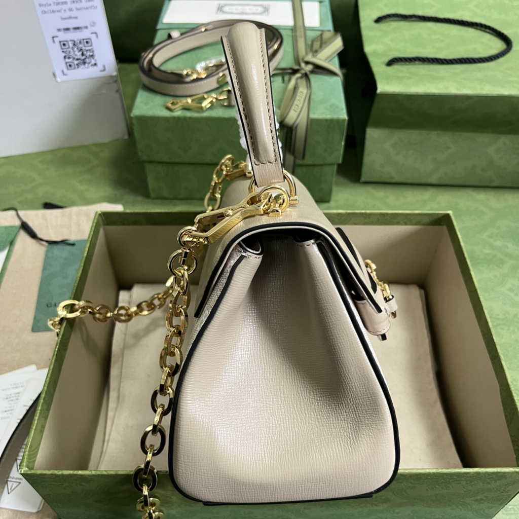 Gucci ‎703848 Horsebit 1955 top handle bag Gray gg leather