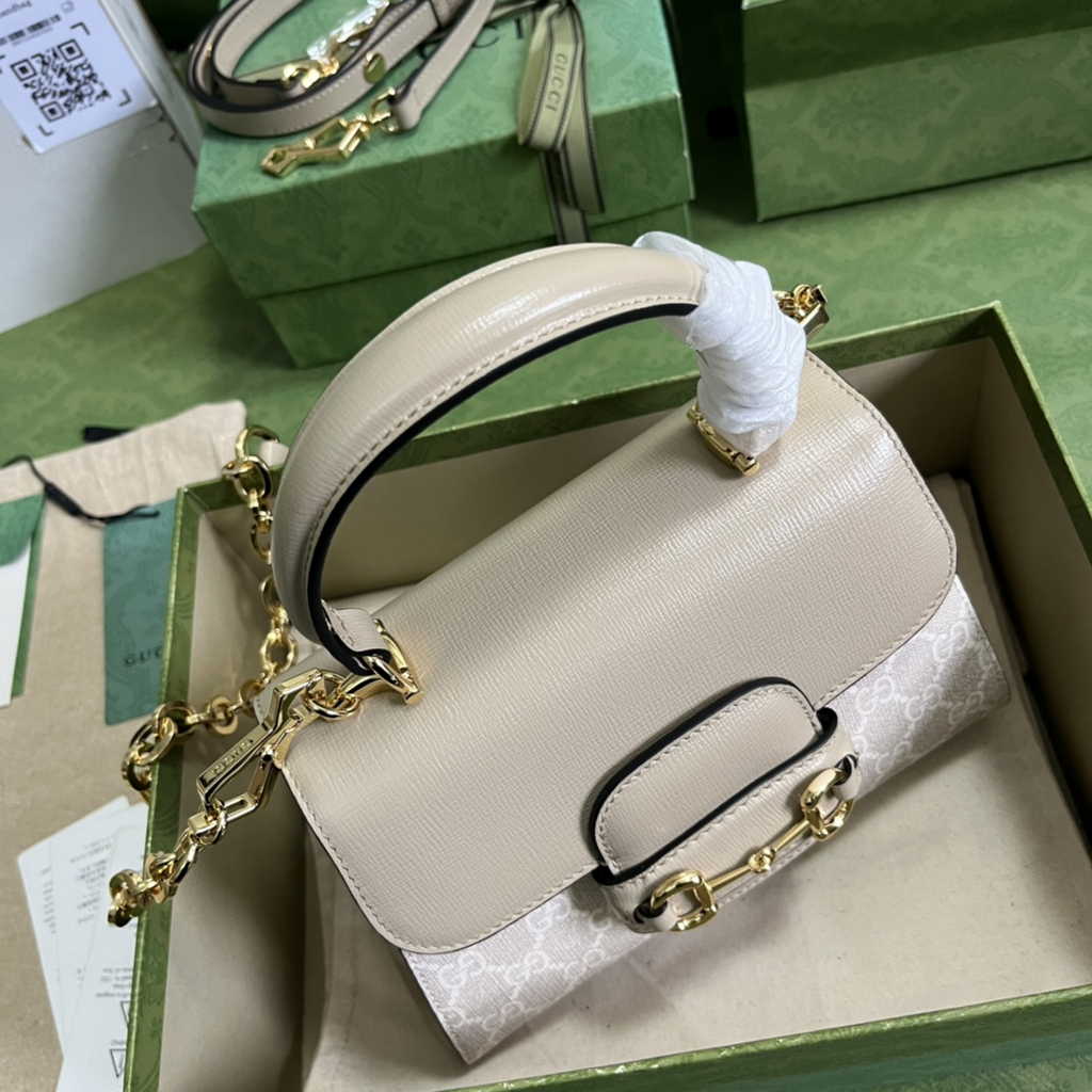 Gucci ‎703848 Horsebit 1955 top handle bag Gray gg leather