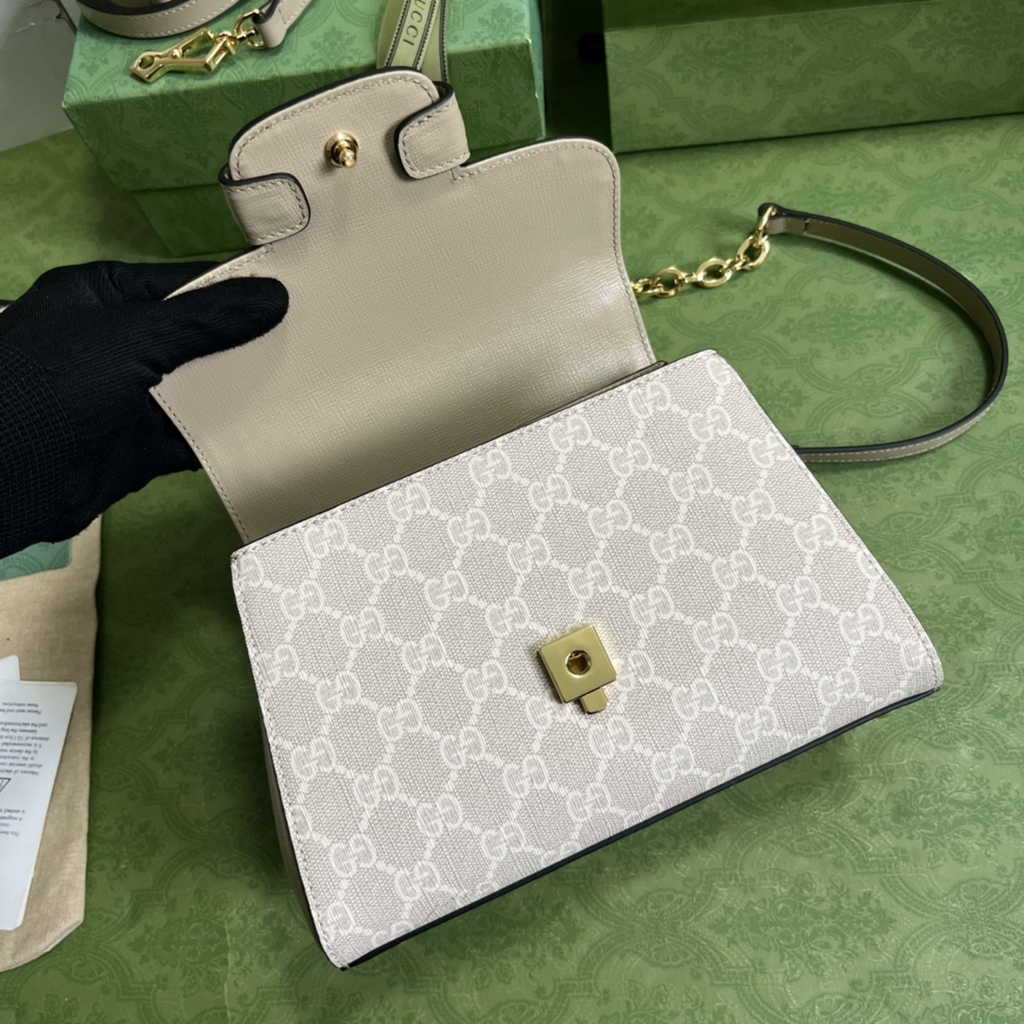 Gucci ‎703848 Horsebit 1955 top handle bag Gray gg leather