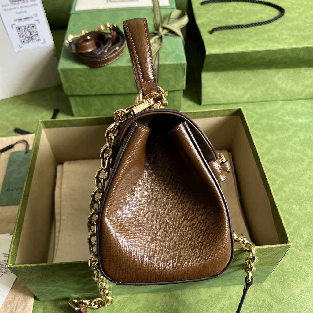 Gucci ‎703848 Horsebit 1955 top handle bag Brown gg leather