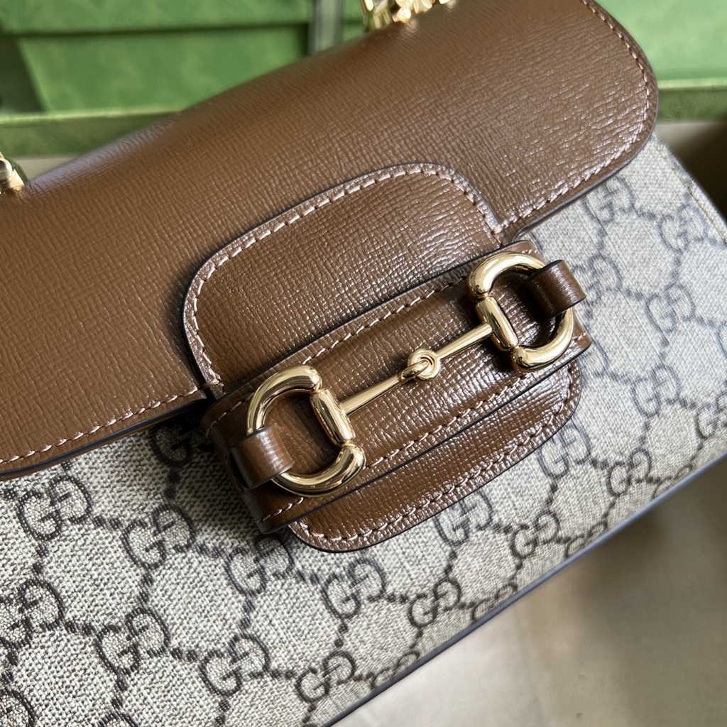 Gucci ‎703848 Horsebit 1955 top handle bag Brown gg leather