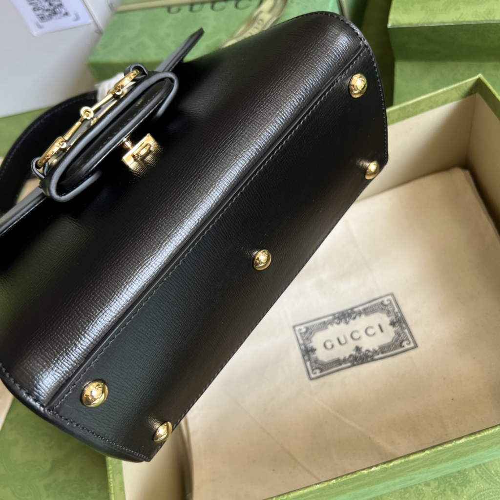Gucci ‎703848 Horsebit 1955 top handle bag black leather