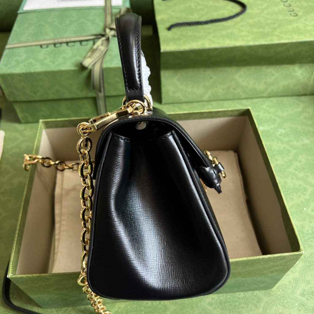 Gucci ‎703848 Horsebit 1955 top handle bag black leather