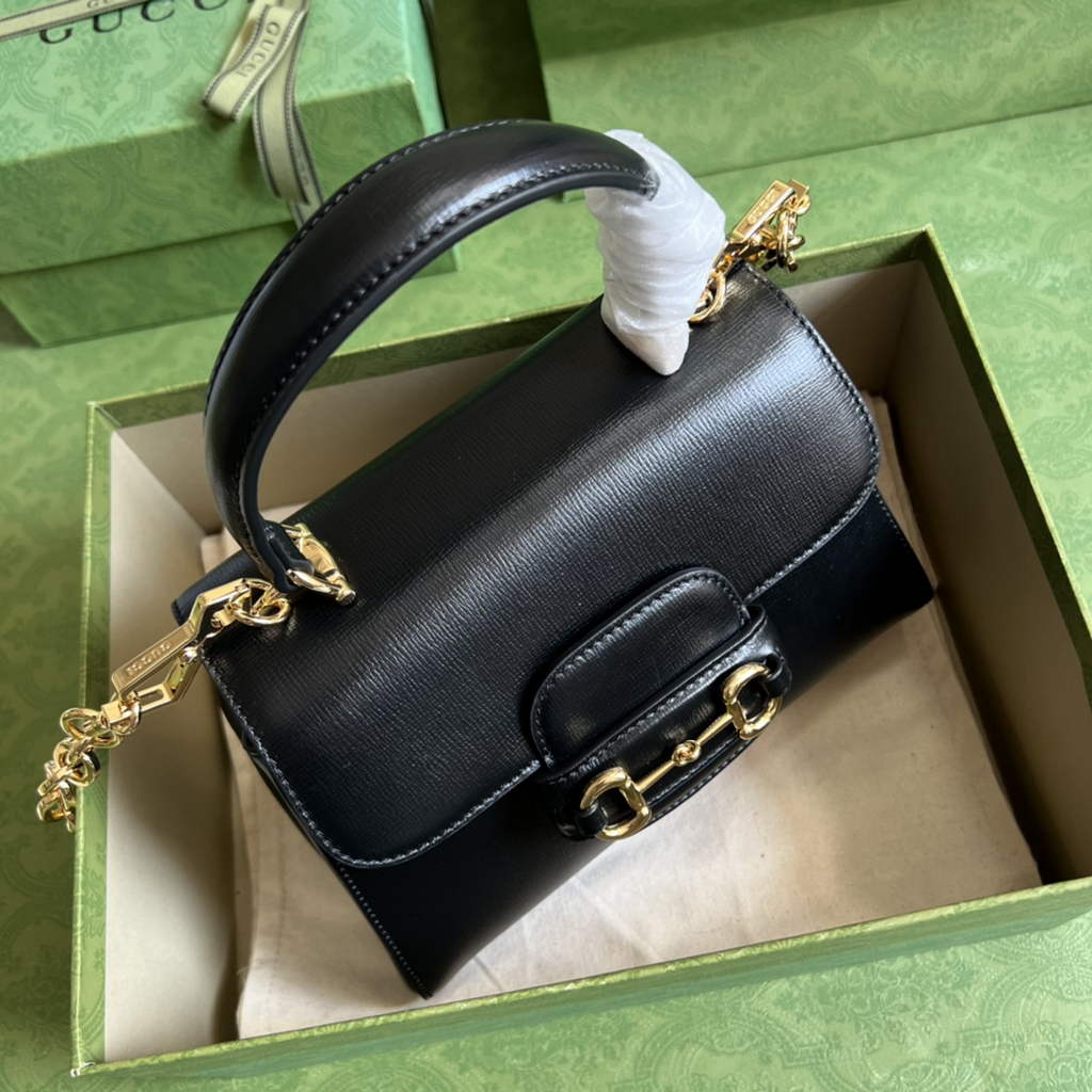 Gucci ‎703848 Horsebit 1955 top handle bag black leather