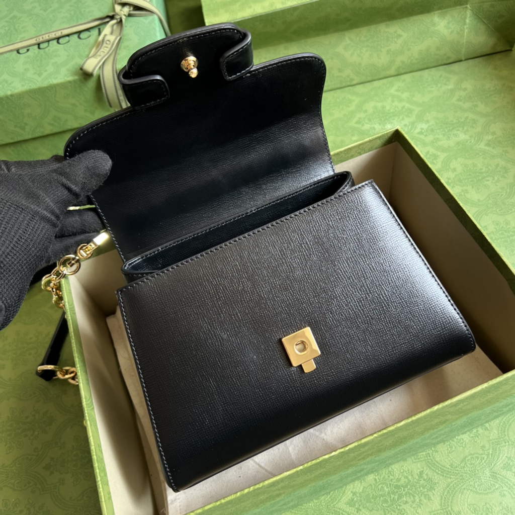 Gucci ‎703848 Horsebit 1955 top handle bag black leather