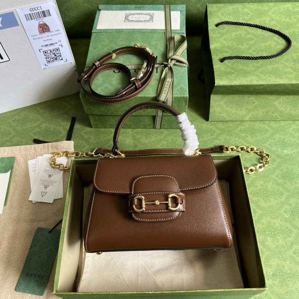 Gucci ‎703848 Horsebit 1955 top handle bag Brown leather